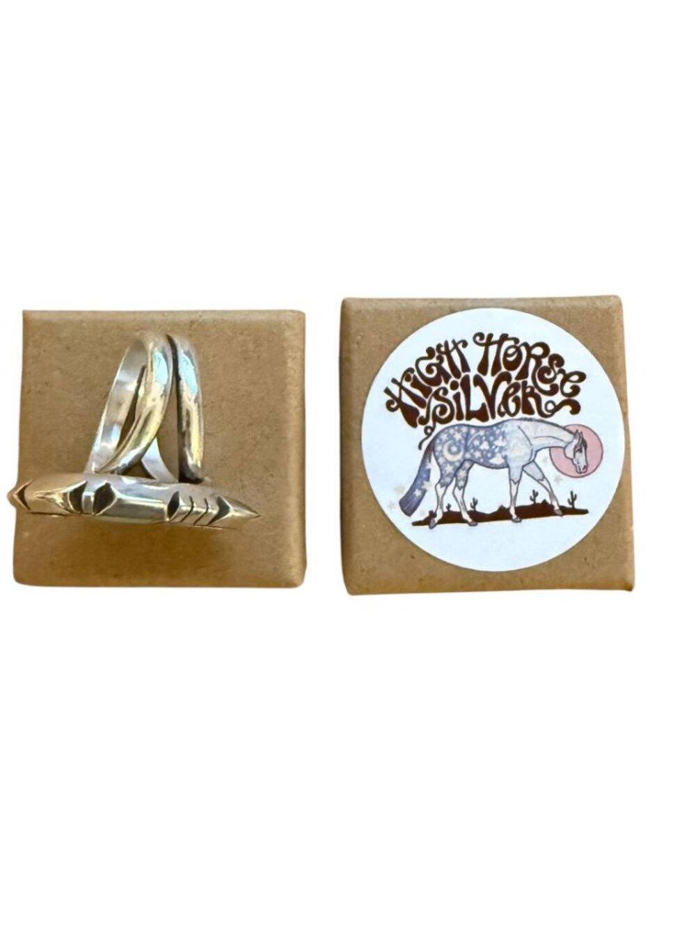 High Horse Silver Montezuma Royston Turquoise & Sterling Saw-cut Shadowbox Ring - Picture 4 of 6